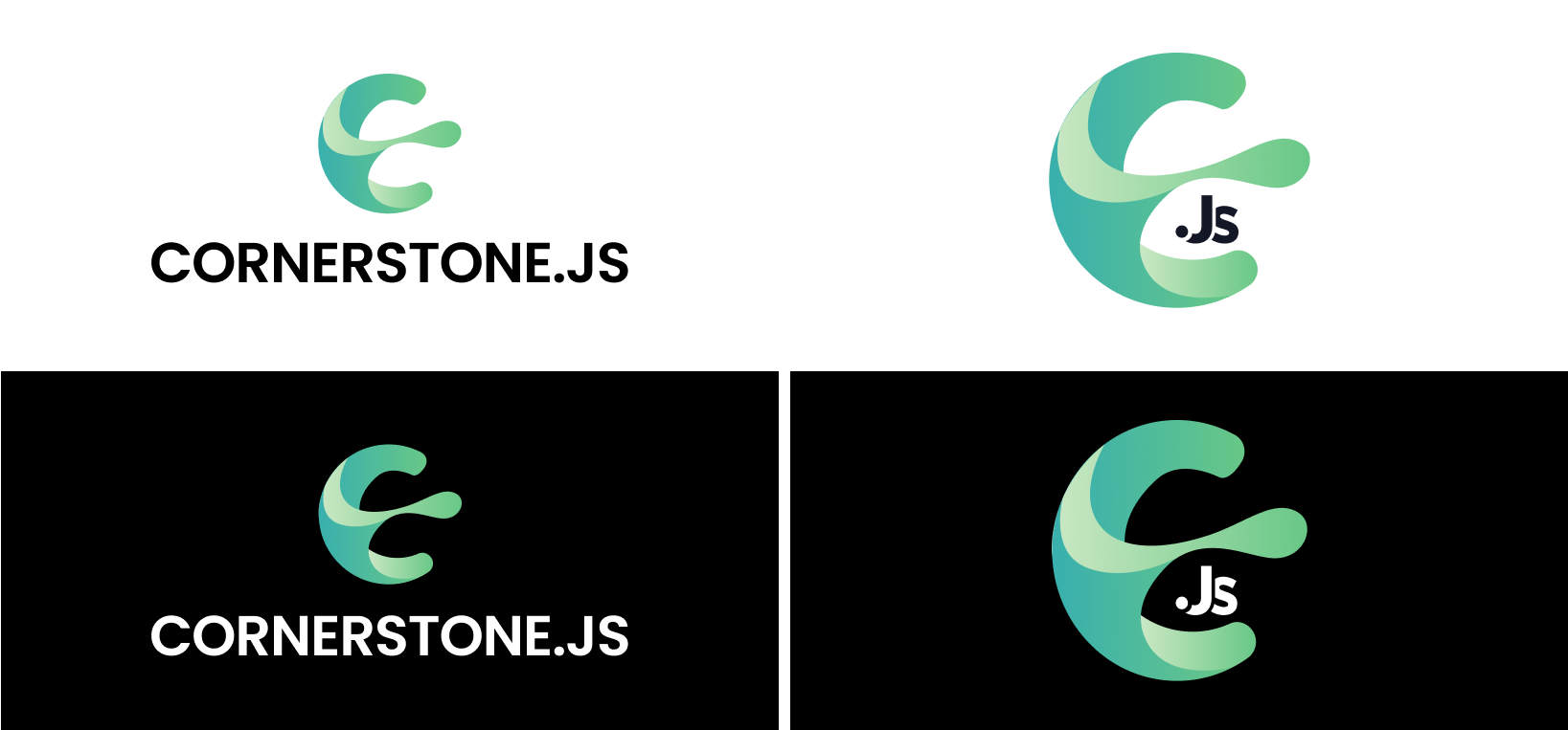 Grid of our new logo with different background colors